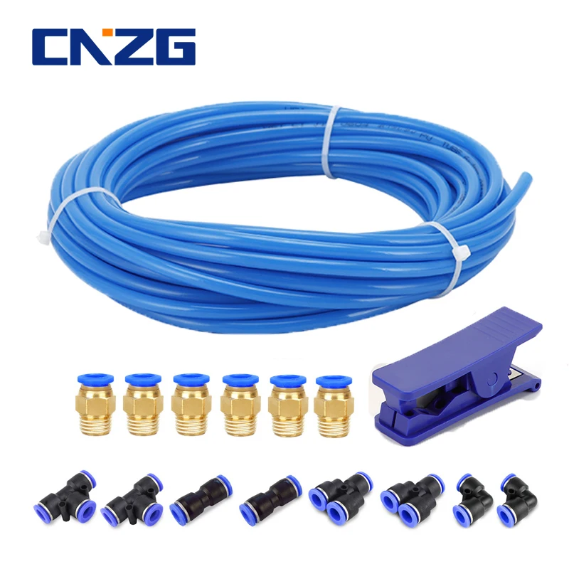 Pneumatic Air Connector 8x5mm PU Pneumatic Hose Polyurethane Pneumatic Hose Flexible Compressed Air Tube with Connectors Push Quick Couplings