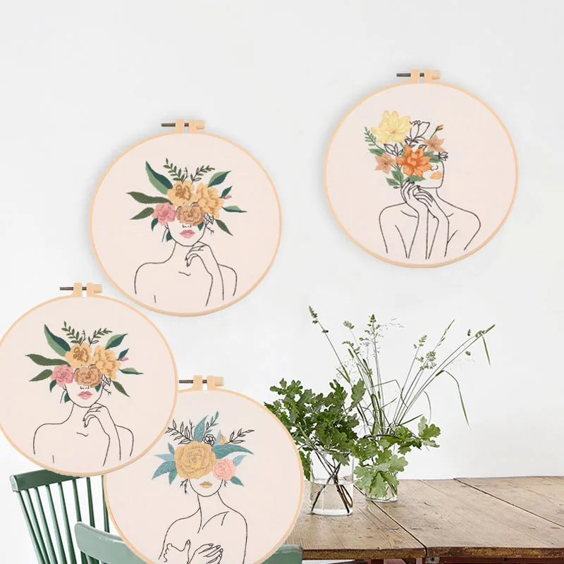 Cotton Linen Embroidery Kit for Adults DIY Stitching Set