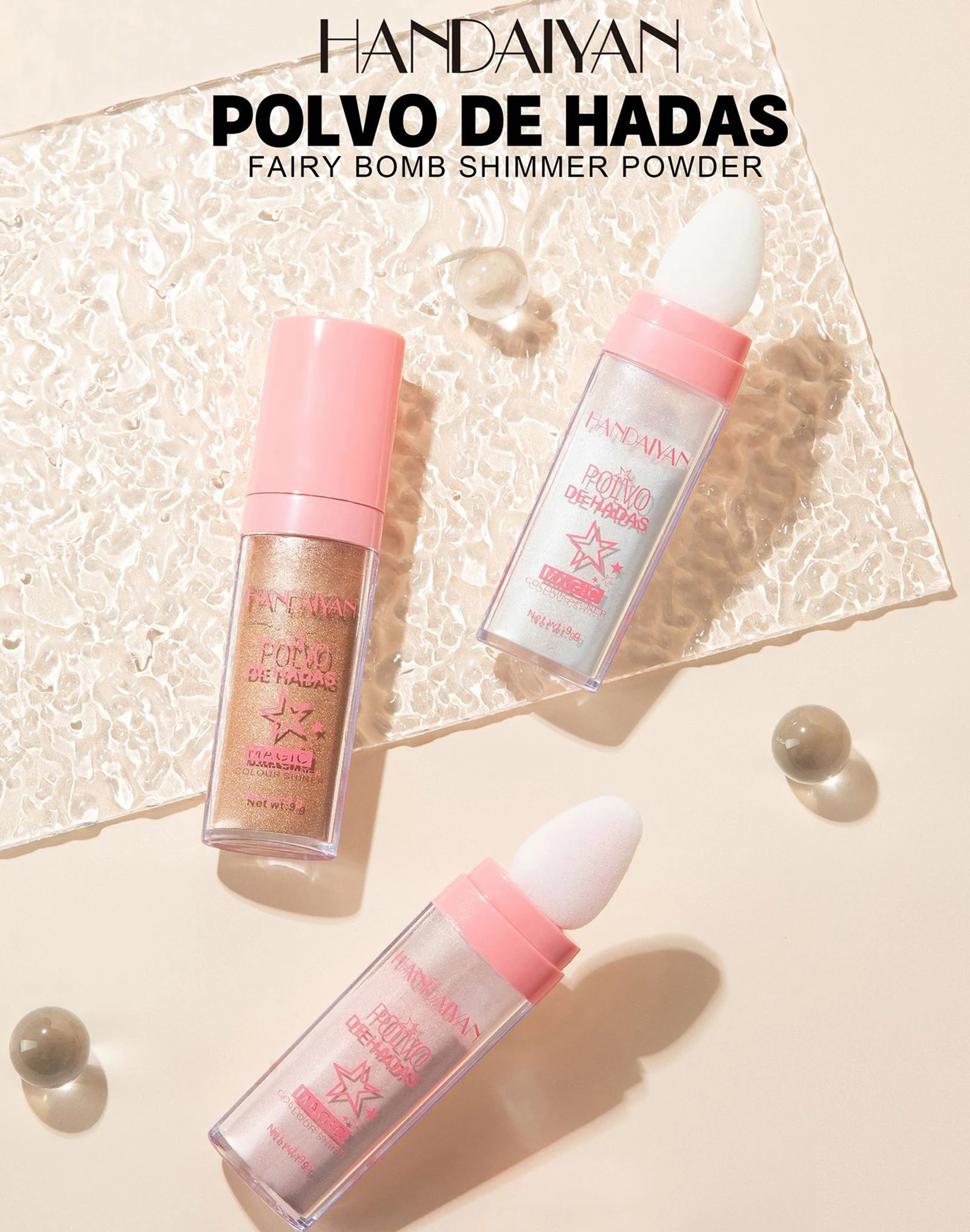 Description Picture 2 of itemHANDAIYAN Glitter Powder Highlighter Makeup Body Brightens the Natural Face Blusher Fairy Highlight Patting Powder