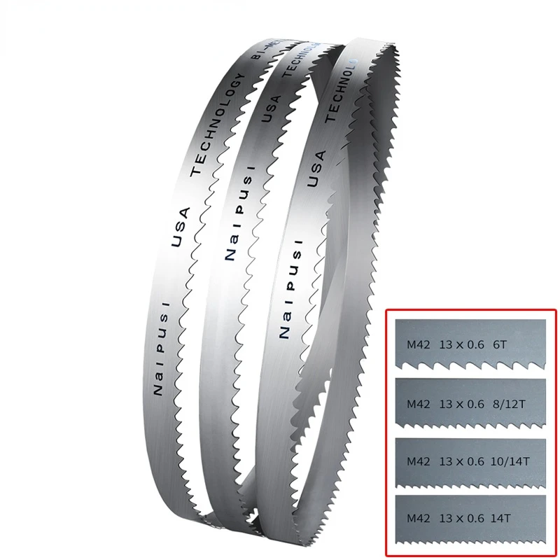 1400, 1425, 1435,  1440, 1470mm x 13 x 0.6mm x 6Tpi Saw Blade Cutting Hardwood, Soft Metal M42 Bi-Metal Band Saw Blades