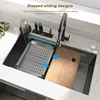 Stainless Steel Kitchen Sink Embossed Large Single Slot Multifunctional Bowl Wash Basin Household For Kitchen 2