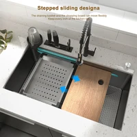 Stainless Steel Kitchen Sink Embossed Large Single Slot Multifunctional Bowl Wash Basin Household For Kitchen 2