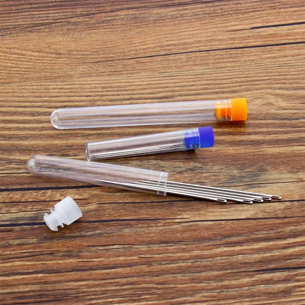Round sewing needle stroage holder plastic boxs transparent hand sewing needles case embroidery mending needles tube 5pcs/set