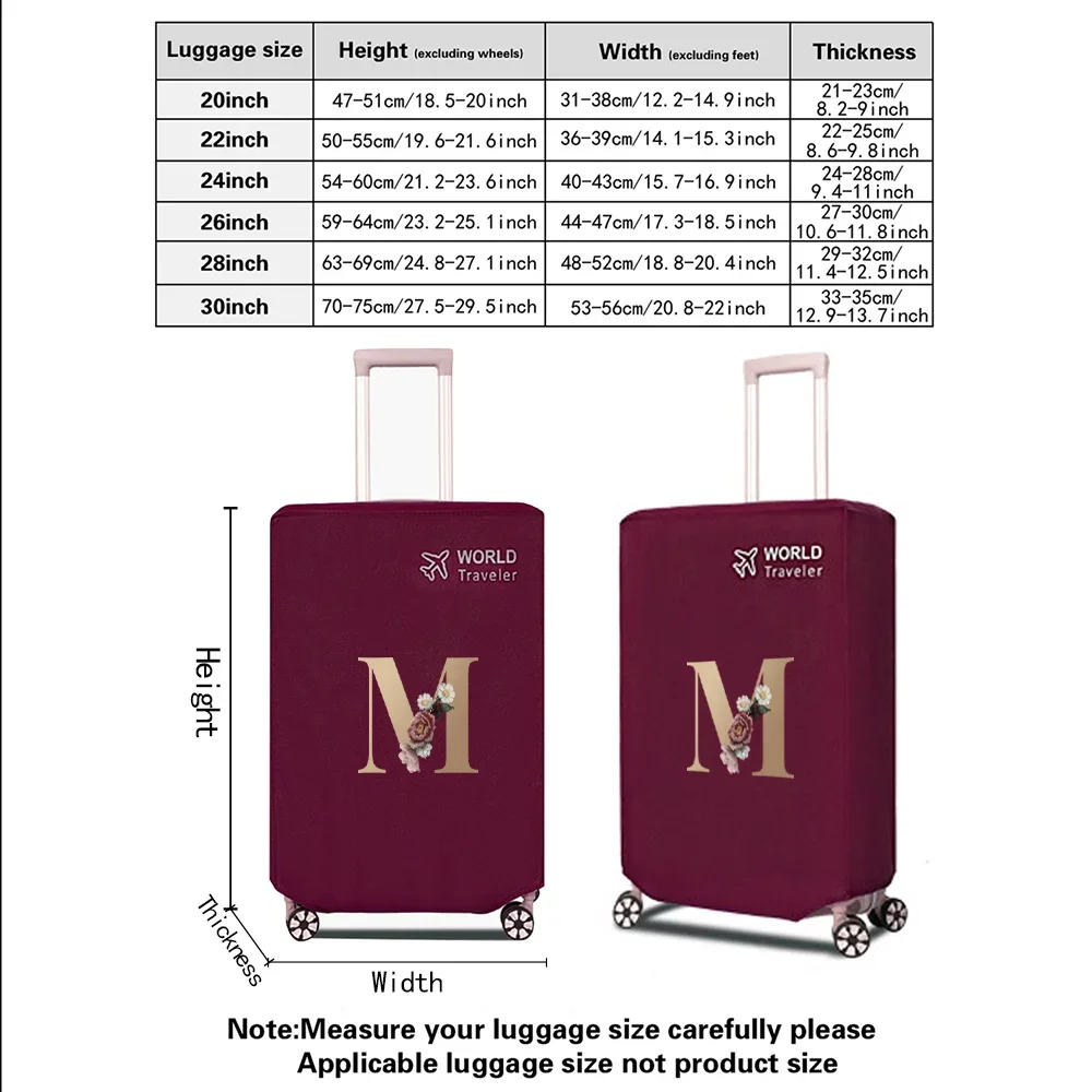 Travel Luggage Cover Dust Proof Scratch Resistant Reusable Non-woven Cover Gold Letter Series luggage cover