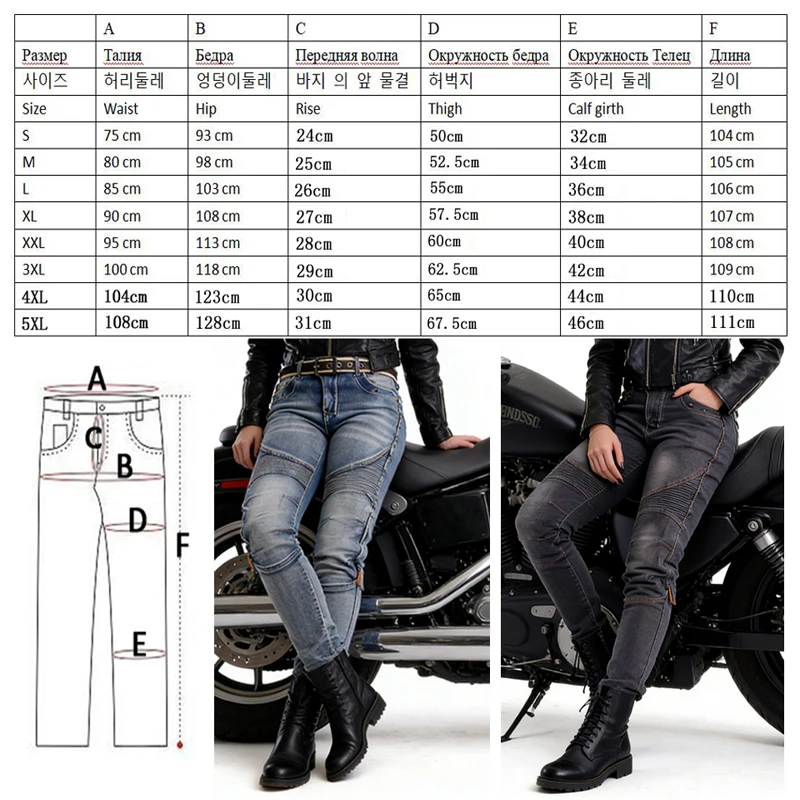 여성 케블라 오토바이 청바지 방풍 내마모성 보호 바지 블랙 오프로드 라이딩 바지 사계절 03