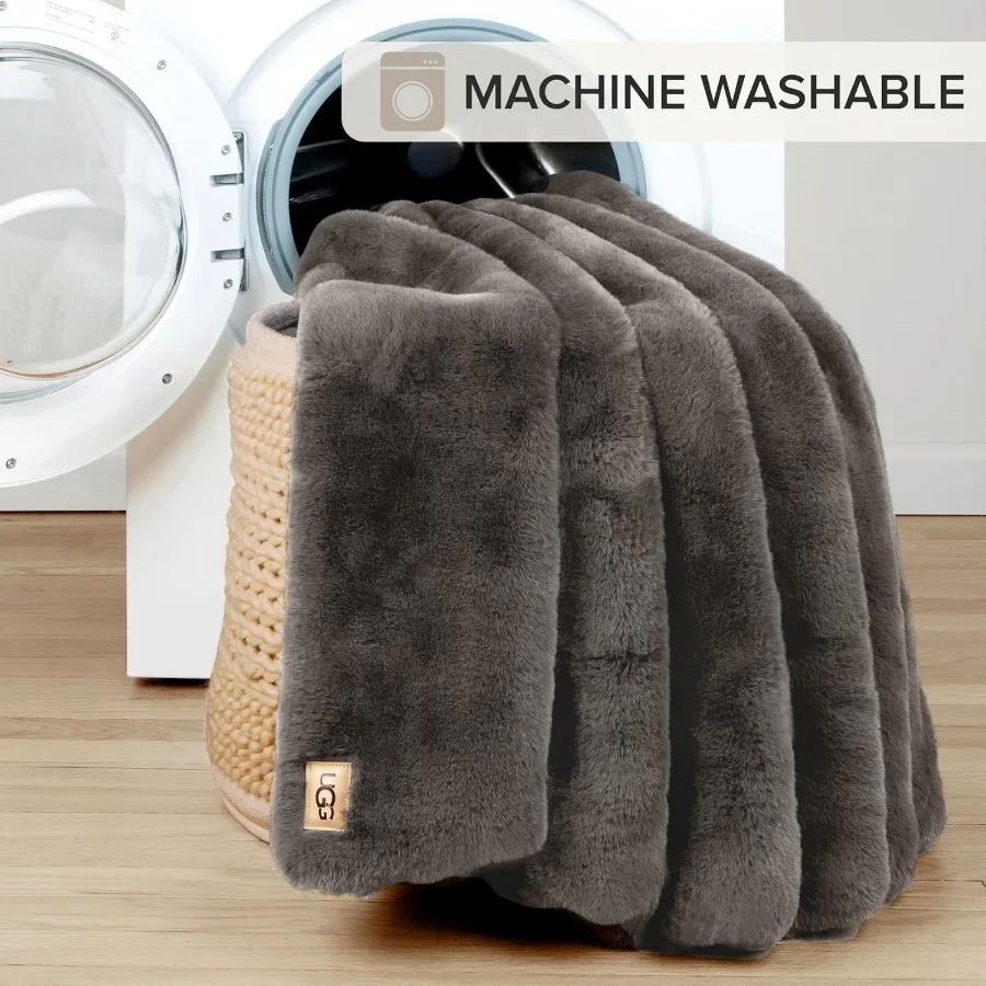 Euphoria Plush Faux Fur Throw Blanket Medium Weight Reversible Luxury Soft Throw for Couch Bed or Chair Hypoallergenic Machine