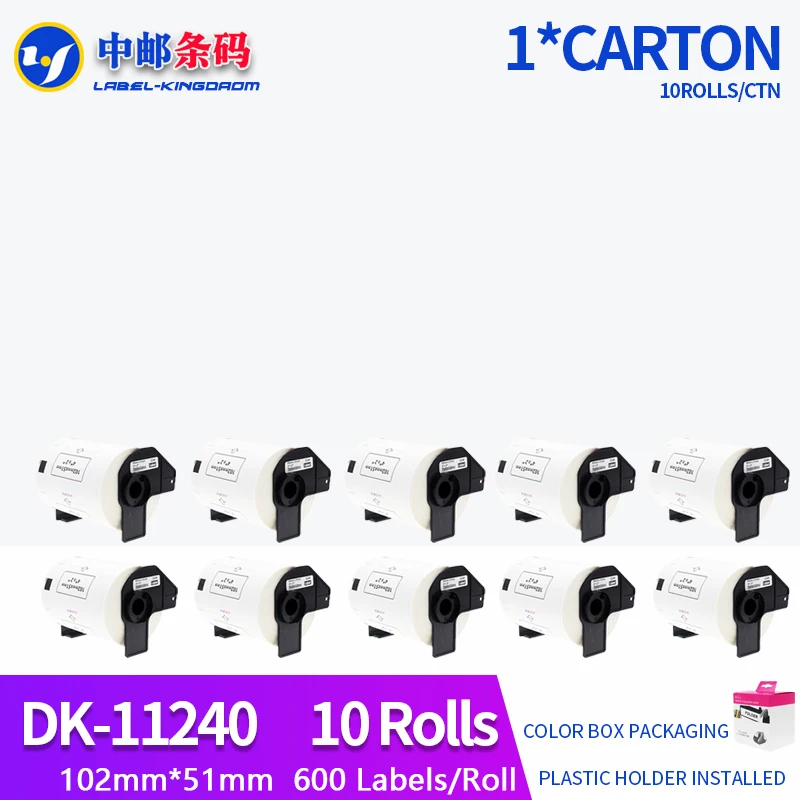

10 Rolls Generic DK-11240 Label 102*51mm 600Pcs Compatible for Brother Thermal Printer QL-1050/1060N All Include Plastic Holder