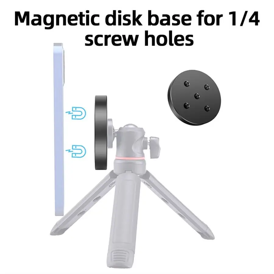 마그네틱 폰 홀더베이스 1/4 홀 삼각대 어댑터 볼 헤드 짐벌 iPhone 15 14 13 12 MagSafe 이동식 휴대폰 스탠드