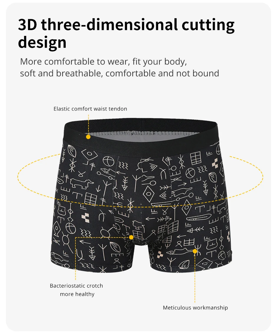 4/10-teiliges Set europäischer und amerikanischer modischer bedruckter Boxershorts für Herren, lockere, übergroße Unterwäsche mit elastischer Taille, kurz – Detail 5