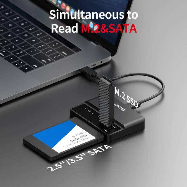USB-C 10Gbps Dual SSD HDD Adapter Type C to M.2 NVMe SATA 2.5 inch 3.5 inch Drive Dock UASP TRIM Support for Windows Mac Linux