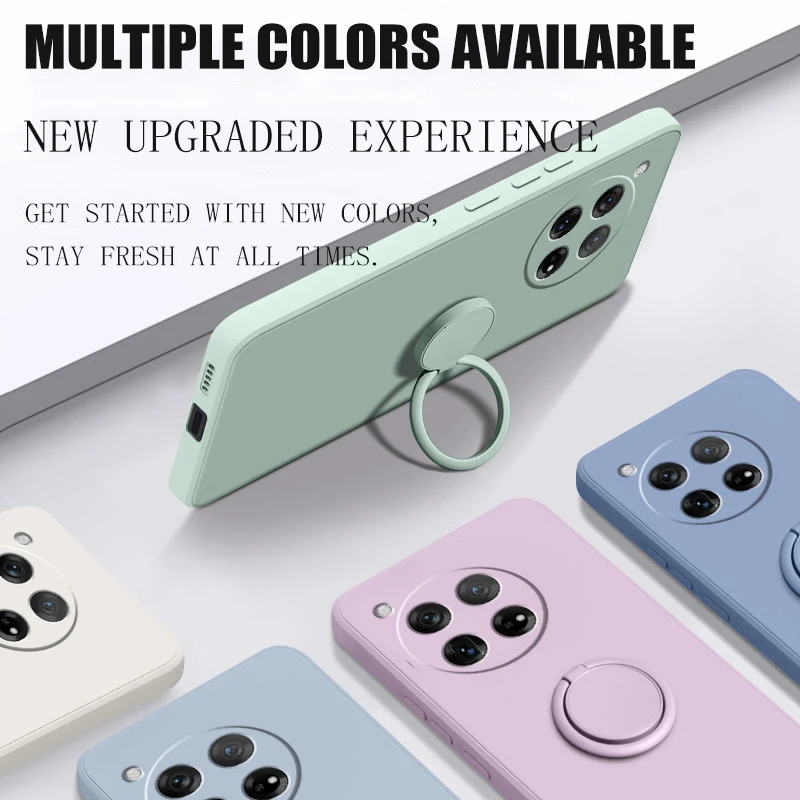 Premium Liquid Silicone Phone Case with Ring Stand - Shockproof Protective Cover