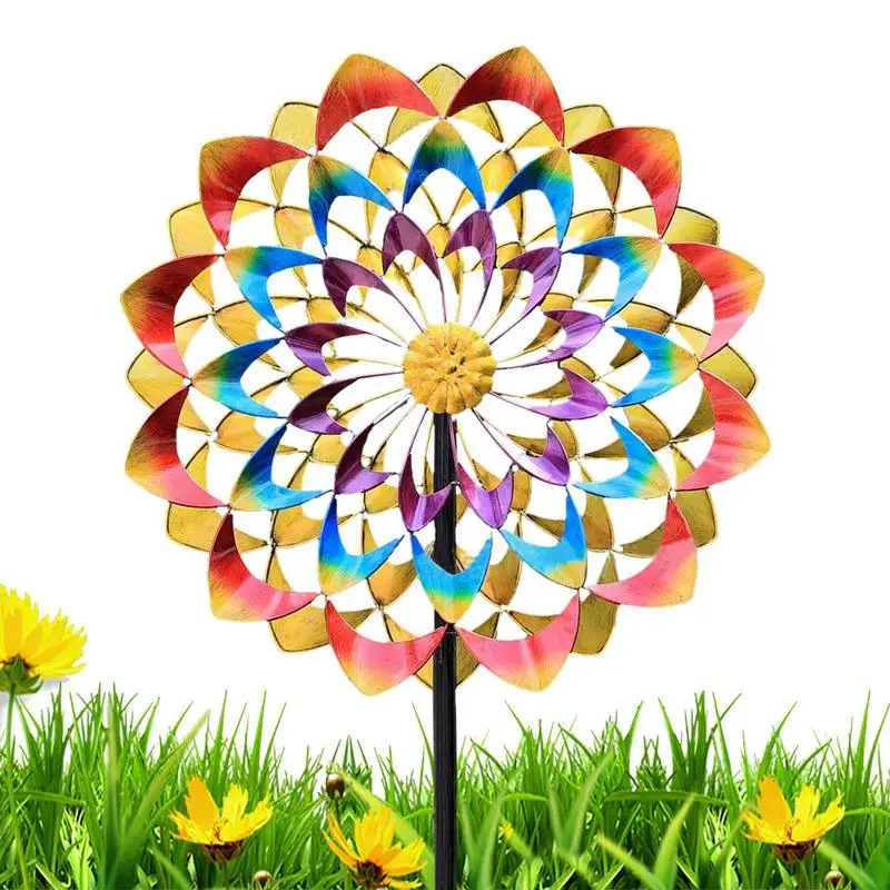 

Wind Rotating Windmill Metal Wind Sculpture Reusable Gardening Plug Wind Spinners Metal Wind Sculpture Decor For Outside Garden