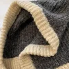 Japanese Retro Women's Balaclava Hat with Scarf Winter Warm Knit Cap Neck Cold Proof Fashion Color Matched Female Headwear 4