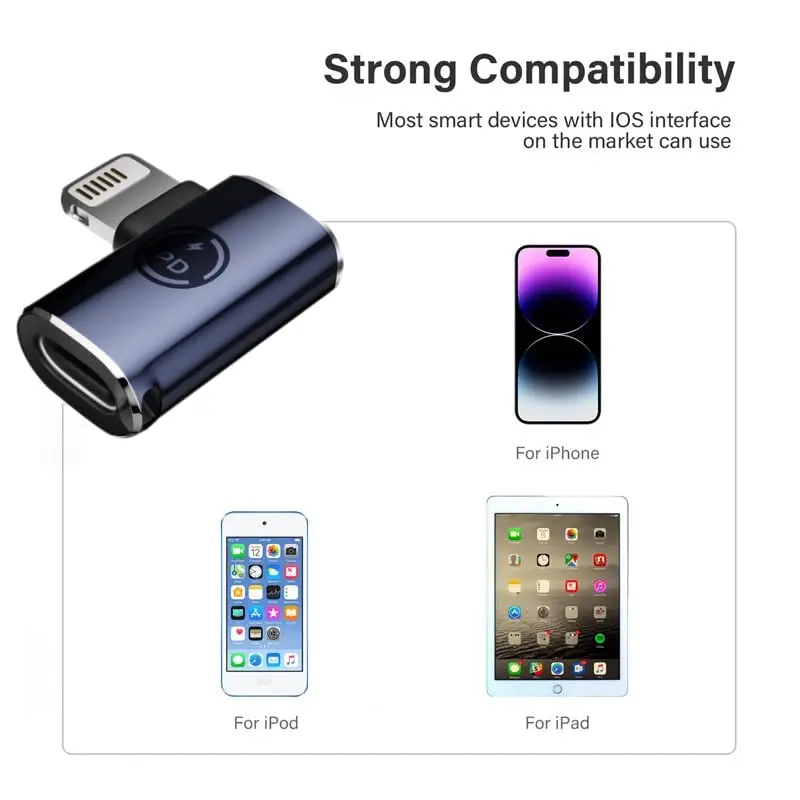 JMUYTOP 2pcs PD 27W USB Type-C-iOS 팔꿈치 어댑터(iPhone 16 15 14 13 12 Pro Max XR 고속 충전 데이터 케이블 변환기)