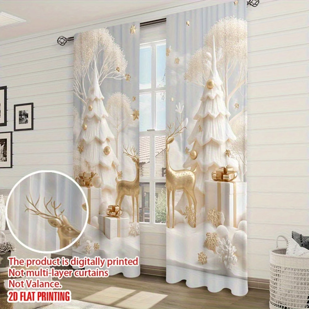 Holiday Magic Gold Christmas Curtains 4