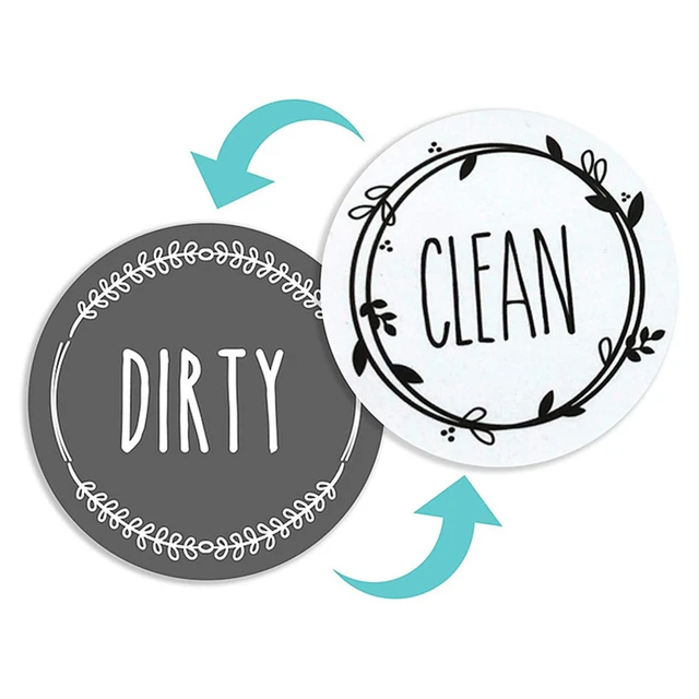 Double Sided Clean or Dirty Dishwasher Magnet Indicator Sign (3.5 x 2  Inches)