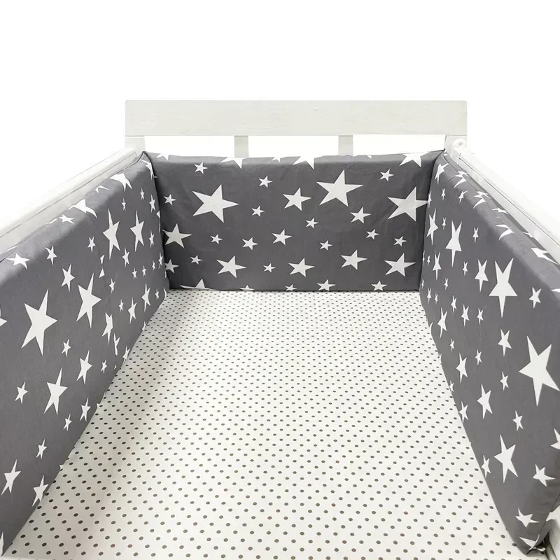 200*30 CM Nordic Stars Baby Bed Thicken Bumpers Zipper Design One-piece Crib Around Cushion Cot Protector Pillows crib bumper