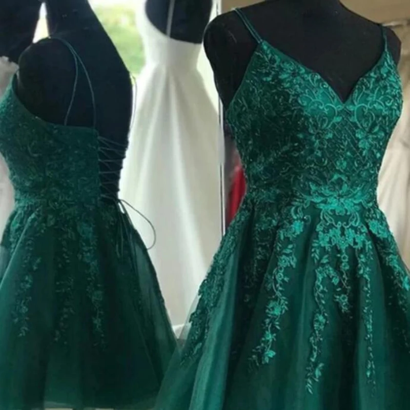 

Модное Изысканное вечернее платье с цветочной аппликацией и глубоким V-образным вырезом, простое женское короткое платье для выпускного вечера, дизайнерское платье со шнуровкой