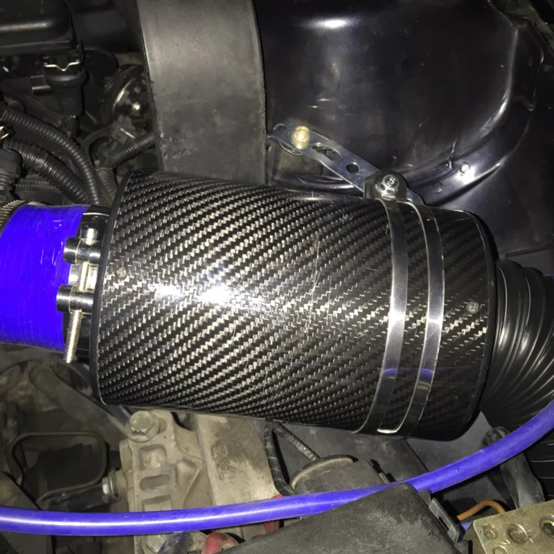 thumbnail interactive-video image 1 of Universal Car Cold Air Intake System Kit - Includes Filter, Reducer, Flexible Hose (Black, ~80mm) 1 of 12
