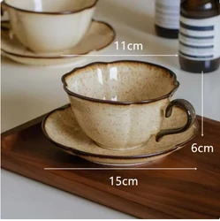 Vintage - Inspired Ceramic Coffee Cup and Saucer Set - 280ml (YELLOW)