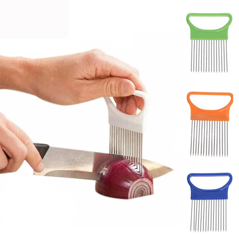 4 color new kitchen gadget onion slicer tomato vegetable safety fork vegetable  slicing cutting tool