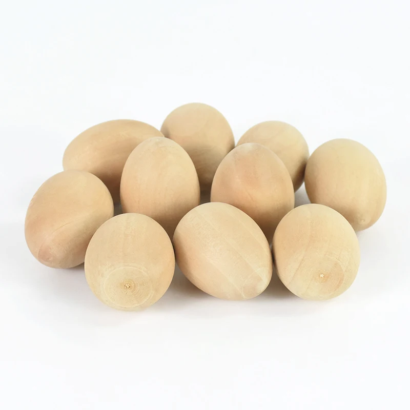 5Pcs Wooden Eggs DIY Craft Ornament 2025 Happy Easter Party Home Decoration Supplies Kids Favors Handmade Gift Basket Filler