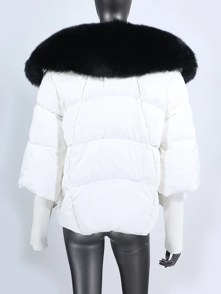 Женский пуховик на белом утином пуху, теплая Свободная куртка с ...
