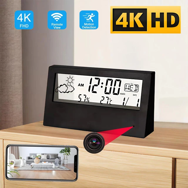 กล้องนาฬิกา HD 4K Mini WiFi รองรับการตรวจจับมือถือ การดูระยะไกล ที่เก็บข้อมูลแบบวงกลม กล้อง WiFi สไตล์พี่เลี้ยงบ้าน 1