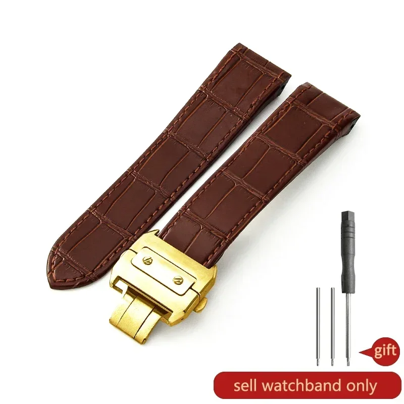 Premium Brown & Black Cowhide Sweatproof Breathable Watchband