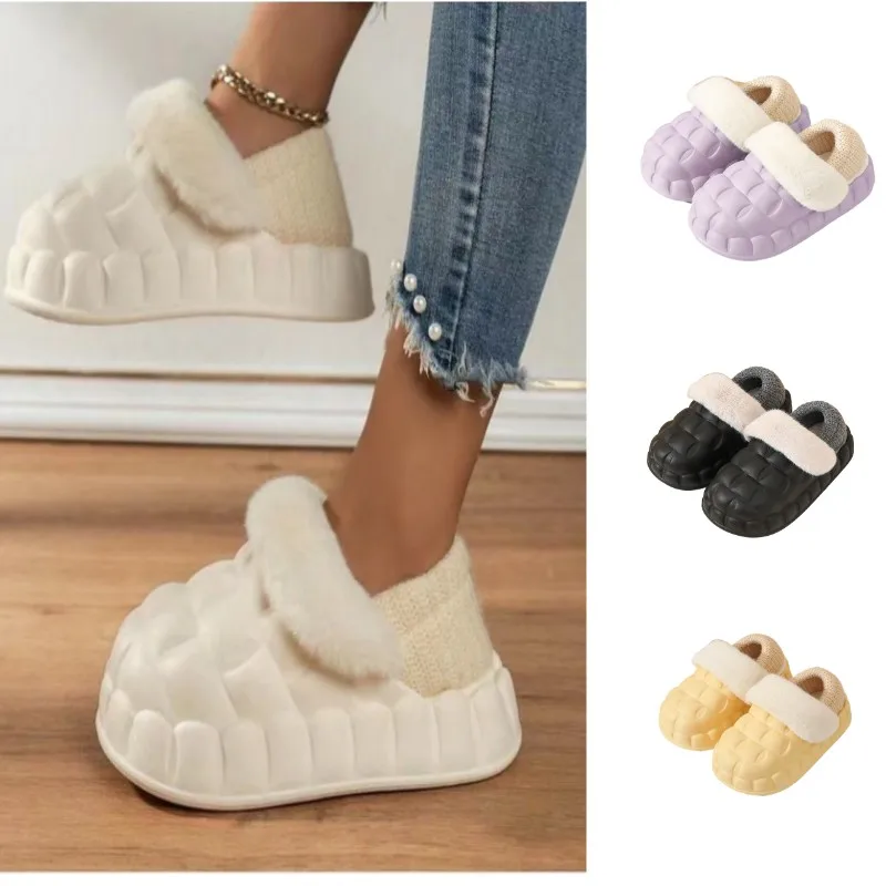 

Women Home Slippers Indoor Bedroom Couple Cotton Slipper Solid Soft Flip Flops Autumn Winter Warm Furry Plush Shoes Floor Slides
