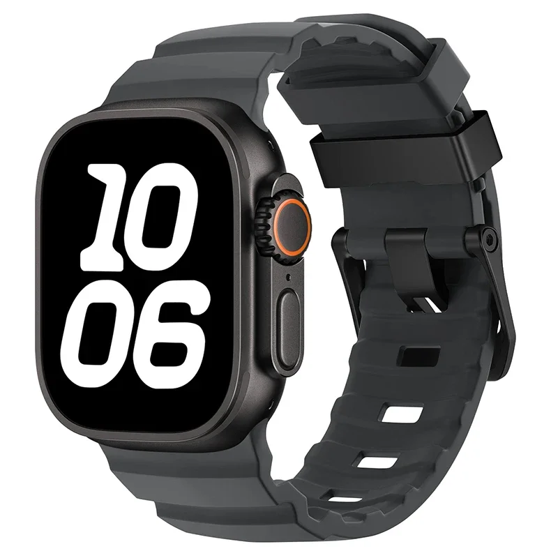Sport Silicone and Titanium Metal Bracelet Strap