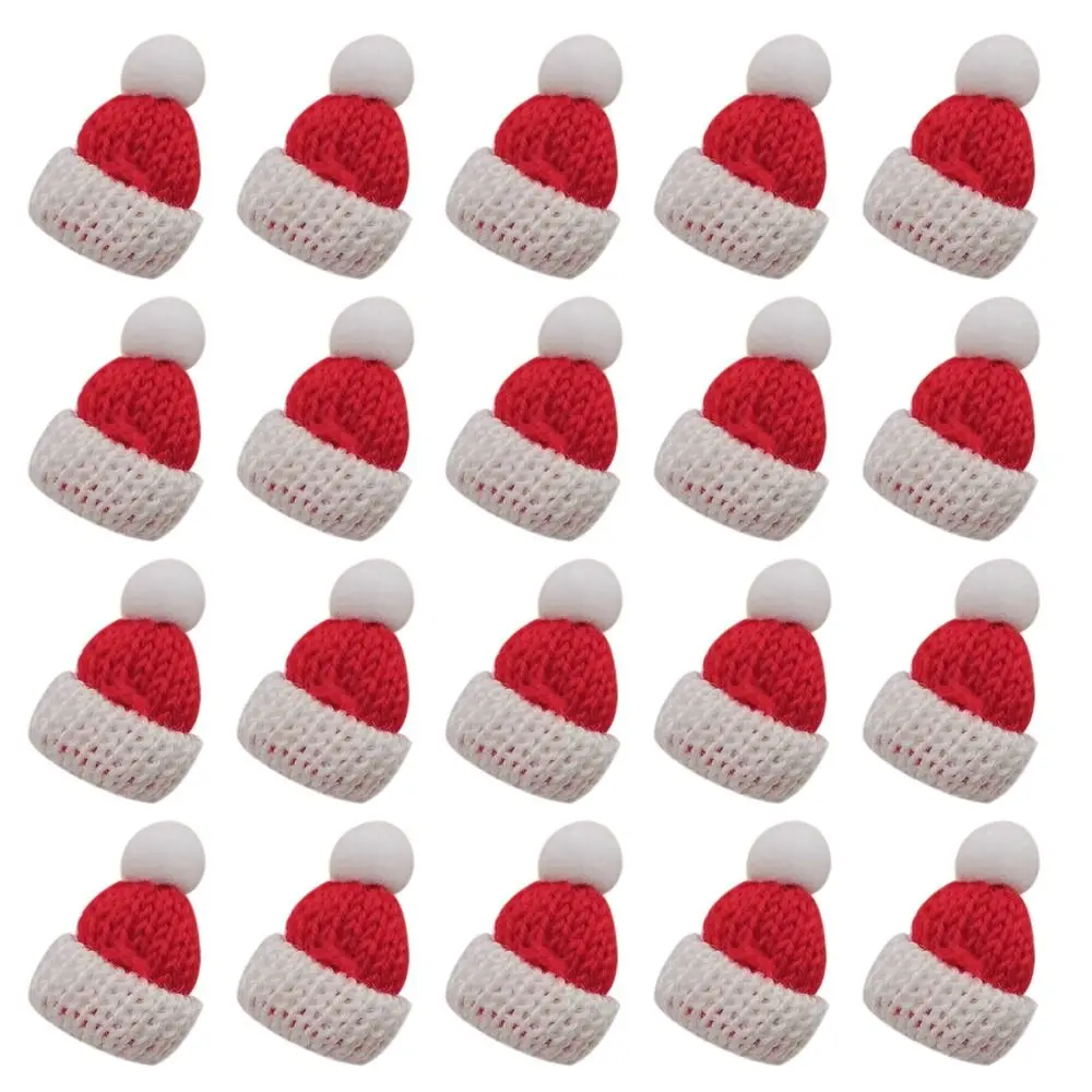 Mini Knitting Christmas Hats Christmas Tree Ornaments Handmade Party Cap Yarn DIY Sewing Crafts 20pcs