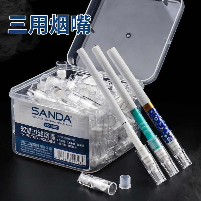 100pcs Disposable Cigarette Filters Tips threeuse Clear Cigarette