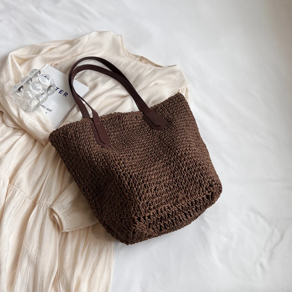 Woven Straw Shoulder Bag for Women Summer Beach Casual