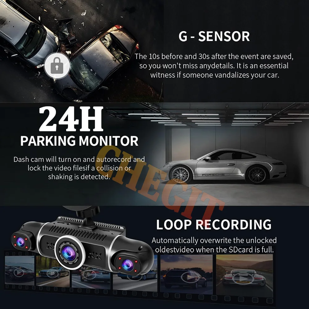 360 Degree 4Channel Car Dvr WIFI APP Video Recorder 1080P dashcam Front With Rear View Camera 24h Parking Monitor Night Vision