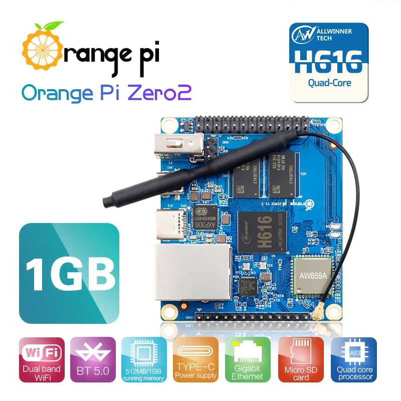 

Orange Pi Zero 2 1GB RAM with Allwinner H616 Chip,Support BT, Wifi ,Run Android 10,Ubuntu,Debian OS Single Board