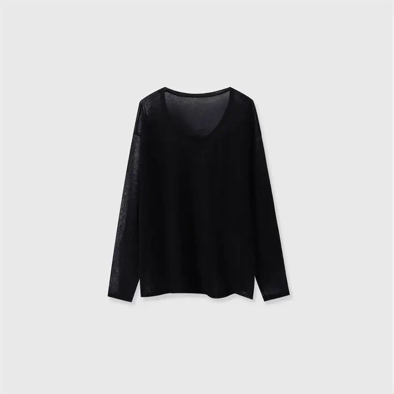 Sexy Sheer Baggy T-shirt for Women 2024 Summer Casual Fashion Loose Pullovers Chic Lazy Solid Color Off Shoulder Top Streetwear