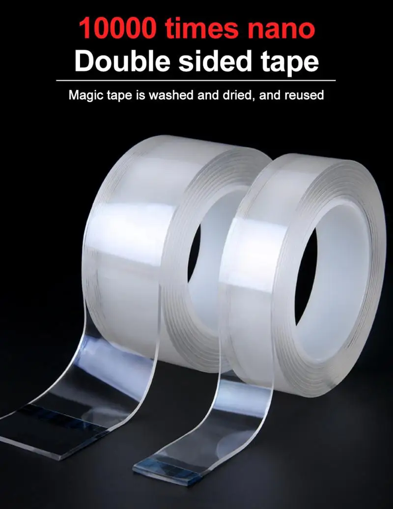 1/2/3/5M Transparent Double Sided Nano Tape Tracesless Tape  Reusable Waterproof Adhesive Tape Cleanable Household Clear Tapes Cabinet Locks