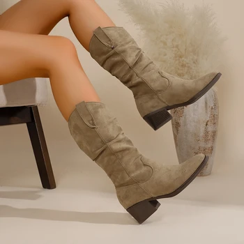 عصرية جديدة أنيقة كبيرة متوسطة أحذية الشتاء جولة رئيس مريحة سميكة القاع المضادة للانزلاق أحذية فارس المرأة عادية 6