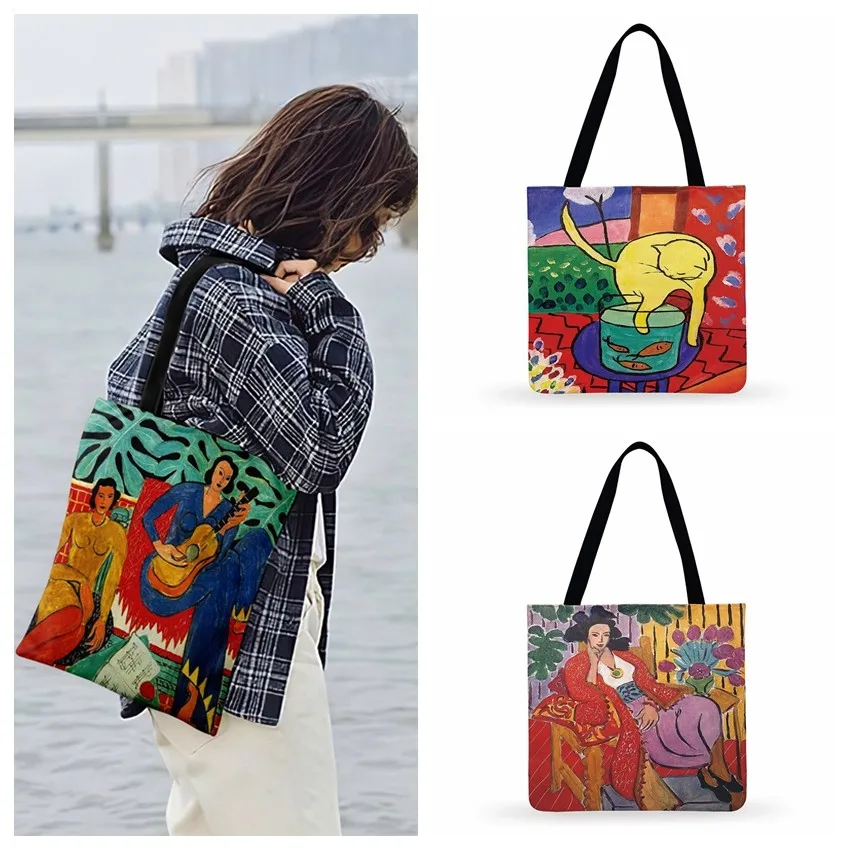 

South American Pastoral Art Tote Bag Women Casual Tote Ladies Shoulder Bag Foldable Shopping Bag Christmas Gifts Beach Bags