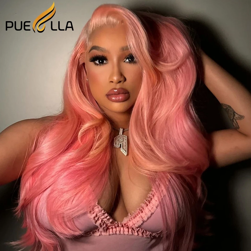 

Puella Pink Body Wave Lace Front Wig Brazilian Virgin Glueless 4x4 Human Hair Wig Preplucked HD Lace Frontal Wigs 30 Inch