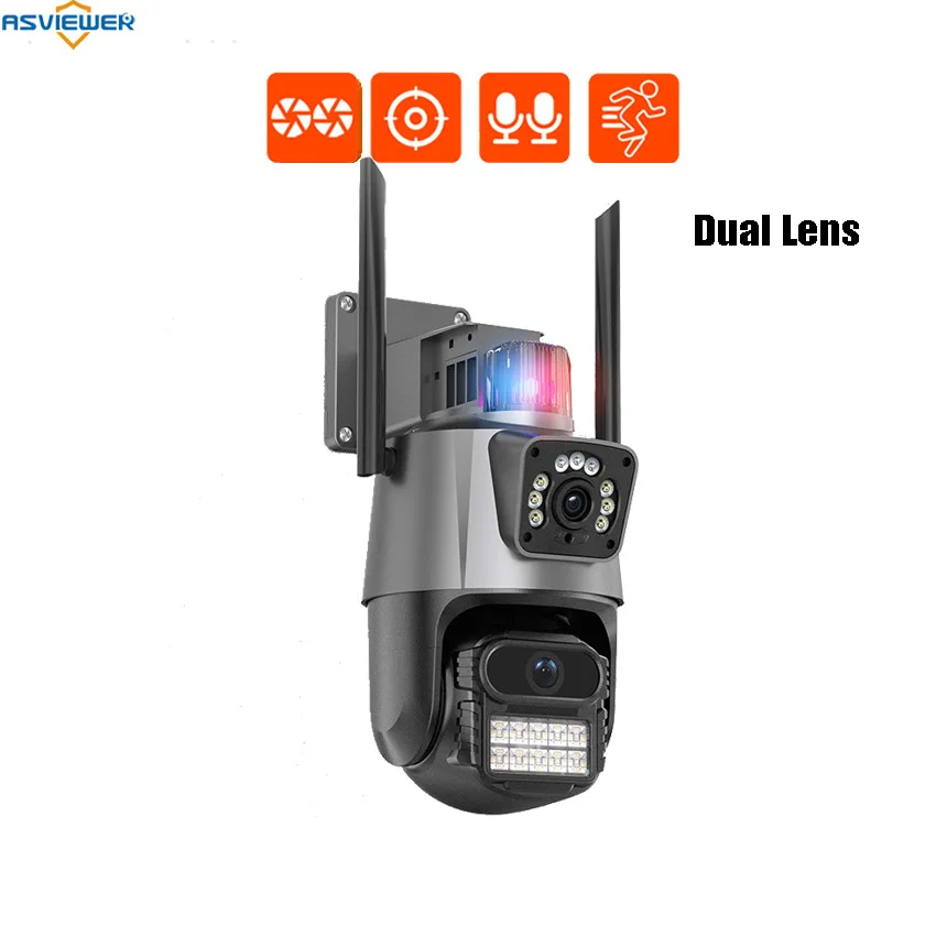 Outdoor Dual Lens IP WiFi Camera Dual Screen Auto Tracking PTZ Wireless Camera Light Hunter alarm Security Camera AS-XM-IP8315DL