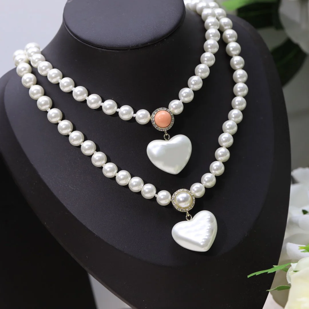 2022 Hot Trend Brand Necklace Pearl Love Necklace Sweater Chain Earrings Jewelry Set Customization Exquisite Daily