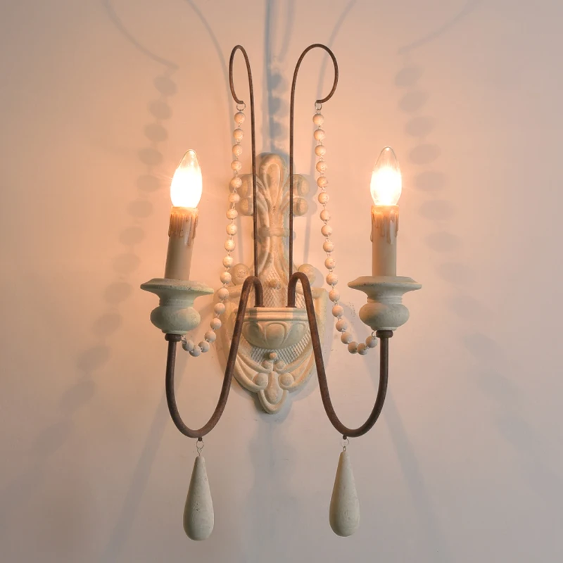 Vintage Wall Lamp Wood Iron Wall Light Loft Bedroom Bedside Living Room Nordic Miroir Lights Indoor Home Decor Lamp Fixture