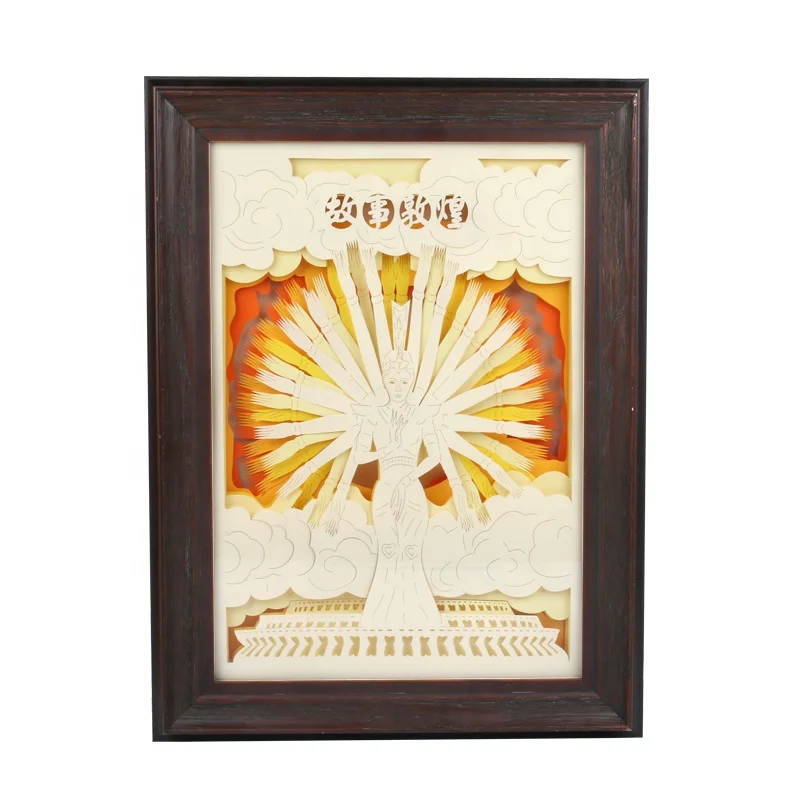 

Home Decor Black Wooden 3D Shadow Box Frames Big Size Papercrafts Sculpture Picture Photo Frame with Led Light