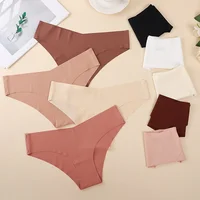 Lot de 7 culottes taille basse sans couture pour femme, lingerie sexy en soie glacée, invisibles, XS-XL 4