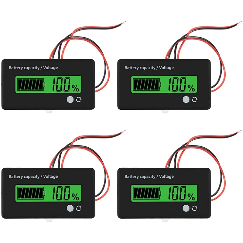 4Pcs DC12V 24V 36V 48V 72V Battery Meterbattery Capacity Voltage