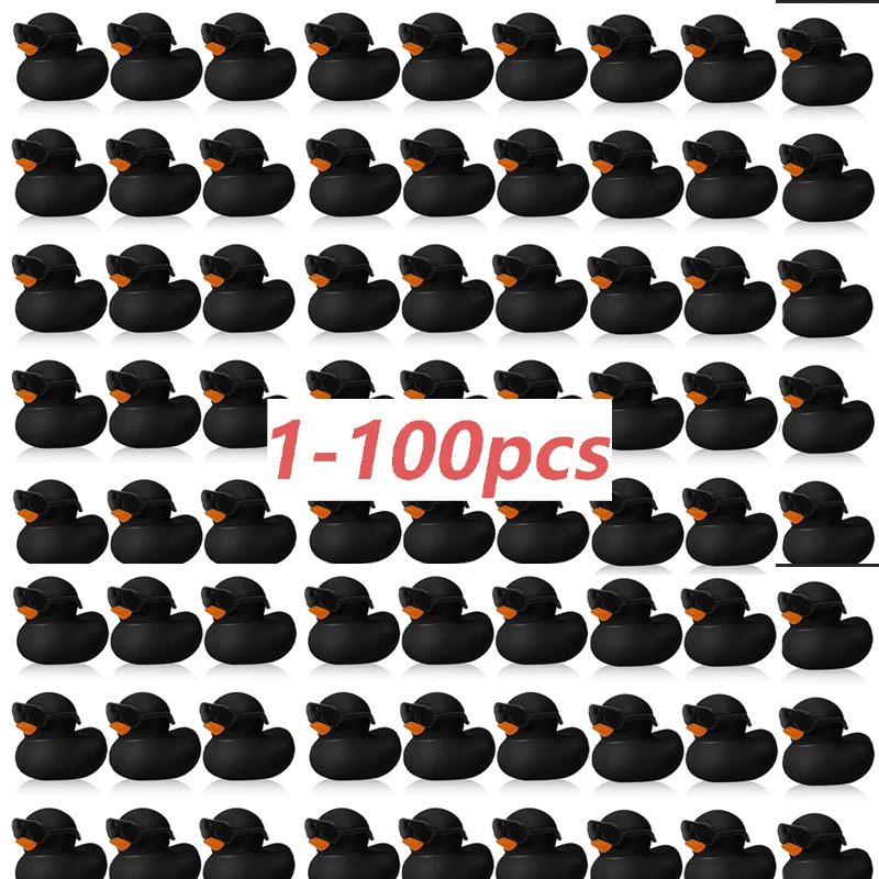 1-100pcs Black Mini Rubber Ducks in Bulk with Sunglasses Duck Gifts Mini Bath Ducks Small Duck Float Pool Ducks Bulk Toys 1
