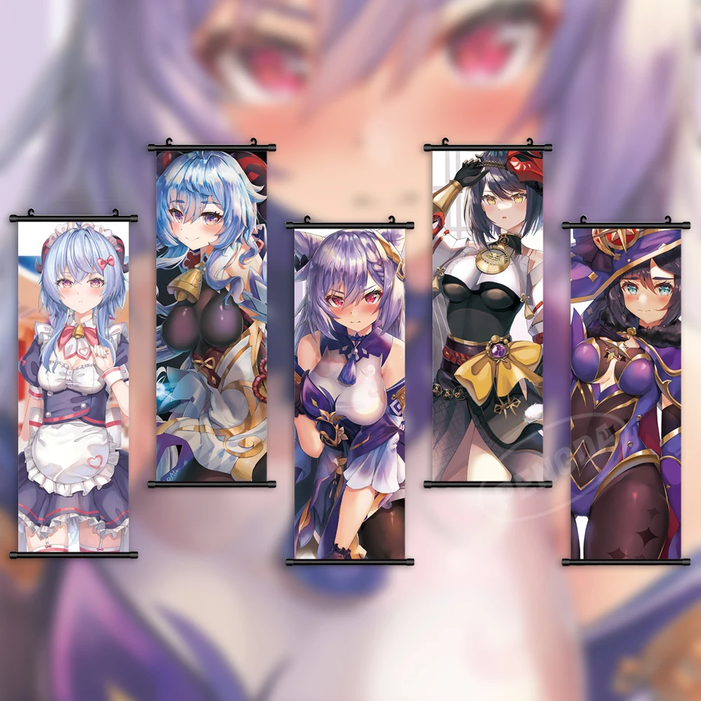 

Wall Art Genshin Impact Pictures Naganohara Yoimiya Mural Poster Scroll Anime Hanging Painting Barbatos Canvas Print Home Decor