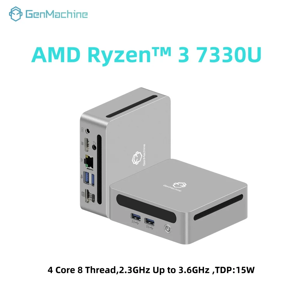 GenMachine AMD Ryzen 3 7330U 3,6 GHz 15W Mini PC Windows 11 DDR4 WIFI6 Mini Pc Gamer Diy ordenador de juegos Mini Pc Gaming